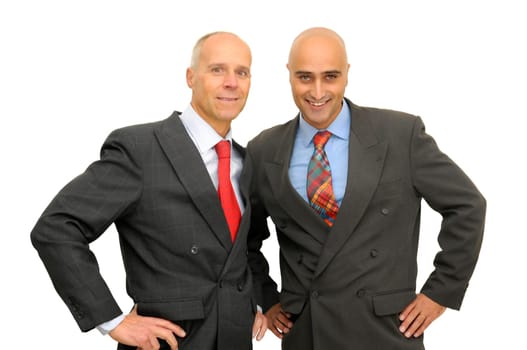 Two businessman isolated against a white background