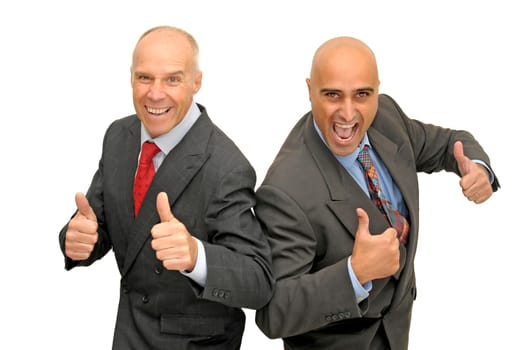 Two businessman isolated against a white background