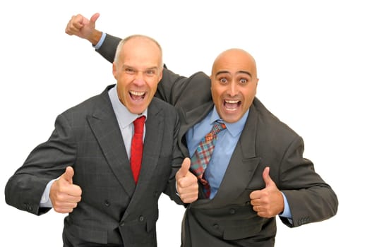 Two businessman isolated against a white background