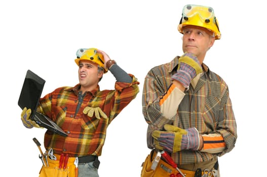 Workers team isolated in white