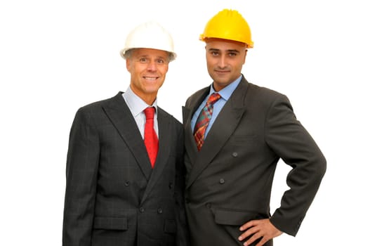 Engineers isolated against a white background
