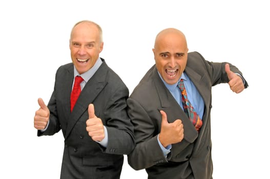 Two businessman isolated against a white background