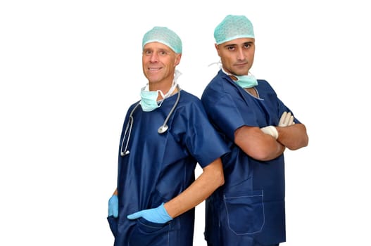 Doctors team isolated in white