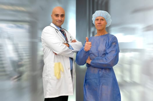 Doctor and patient posing in medical facilities