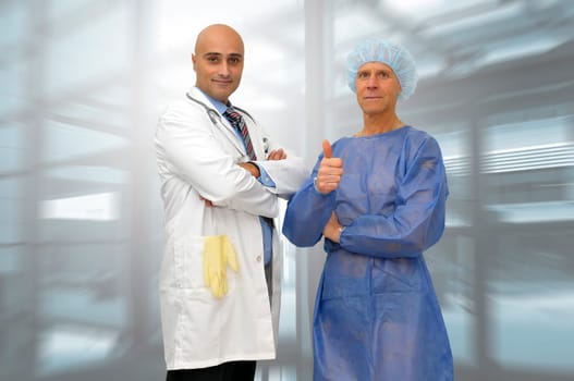 Doctor and patient posing in medical facilities
