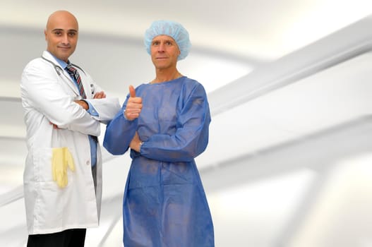 Doctor and patient posing in medical facilities