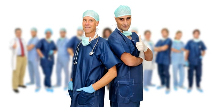 Group of doctors isolated in white