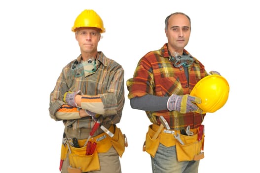 workers team isolated against a white background