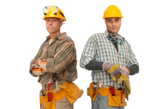 workers team isolated against a white background