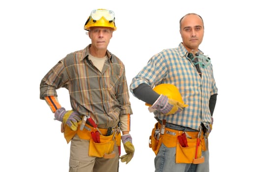workers team isolated against a white background