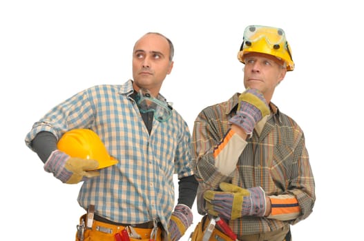 workers team isolated against a white background