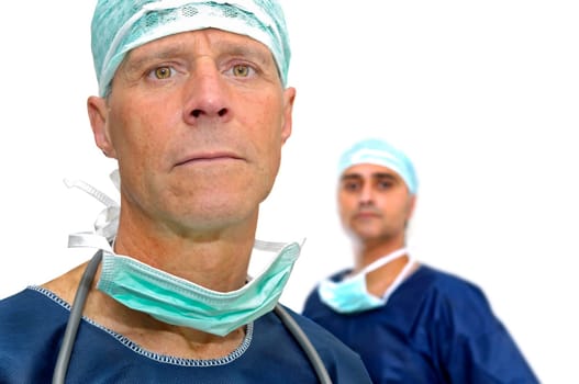 Doctors team isolated in white