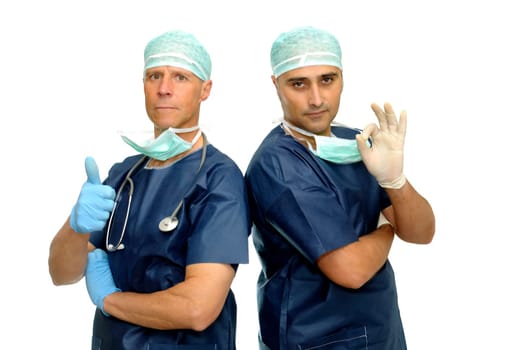 Doctors team isolated in white