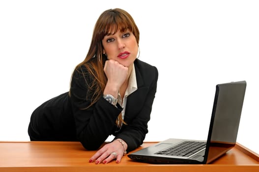 Business woman isolated in white