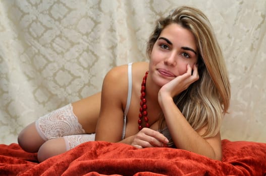 Sexy girl posing in lingerie isolated in white