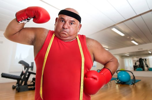 Large man with boxing gloves