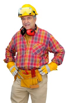 Constrution worker isolated in white