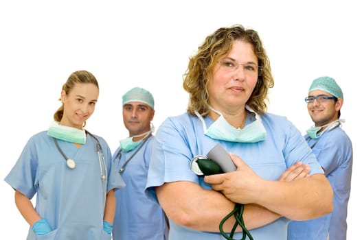Doctors team isolated in white