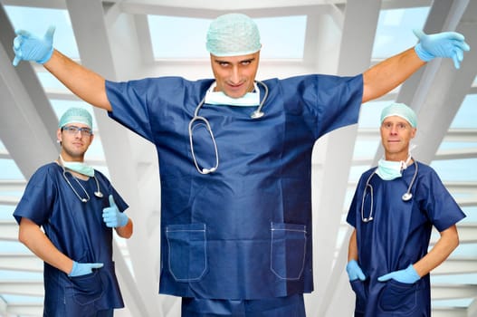 Doctors team posing in uniform