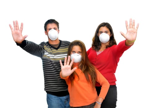 Group of children with masks against flu