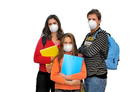 Group of children with masks against the flu