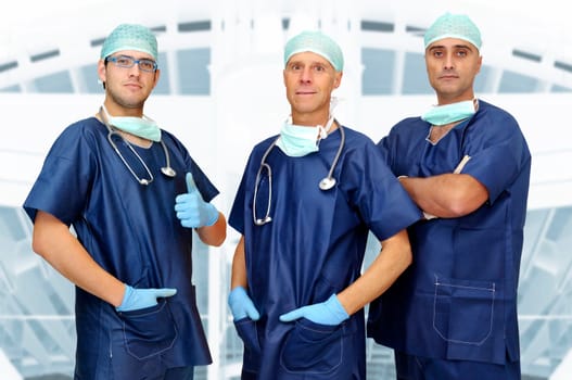 Doctors team posing in uniform