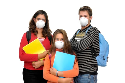 Group of children with masks against the flu