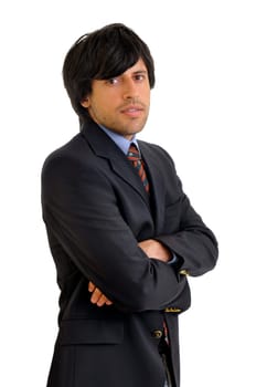 Young businessman posing isolated in white