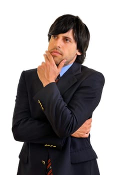 Young businessman posing isolated in white