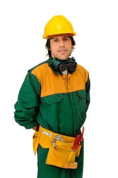 Construction worker isolated in white