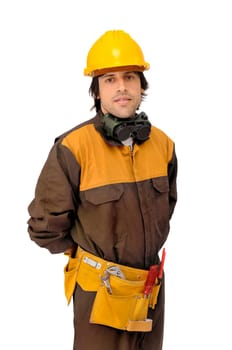 Construction worker isolated in white