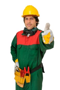 Construction worker isolated in white