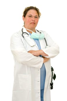 Woman doctor isolated in white