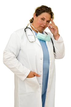 Woman doctor isolated in white