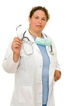 Woman doctor isolated in white