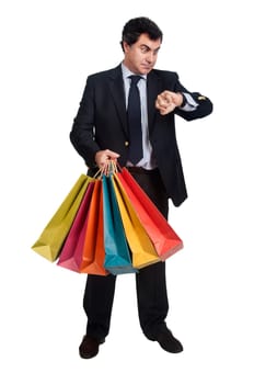 Man posing with shopping bags
