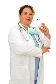 Woman doctor isolated in white