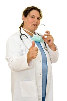 Woman doctor isolated in white