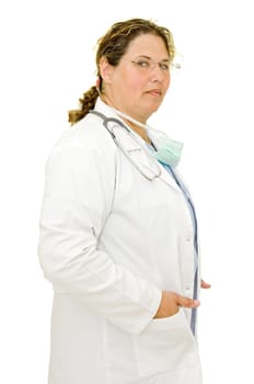 Woman doctor isolated in white