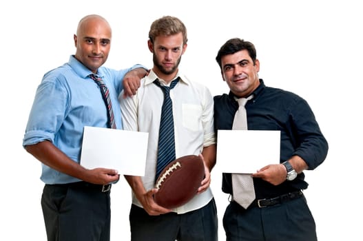 Rugby fans with white cards