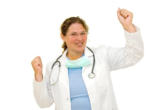 Woman doctor isolated in white