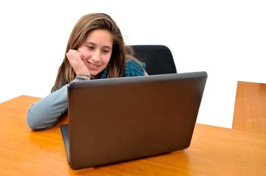 Young girl with a laptop computer