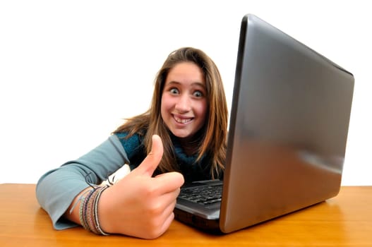 Young girl with a laptop computer