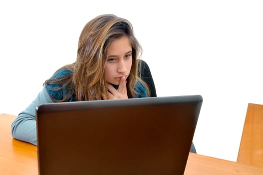 Young girl with a laptop computer