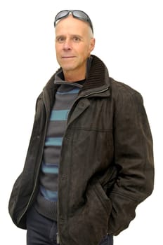 Man posing isolated against a white background