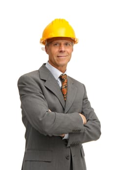 Engineer isolated against a white background