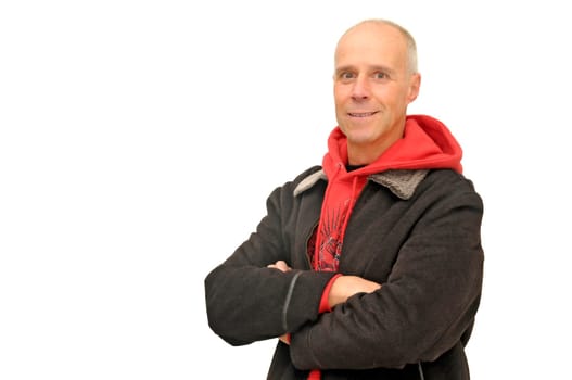Man posing isolated against a white background