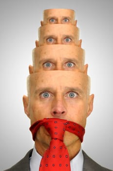 Businessman with several heads in matrioska way
