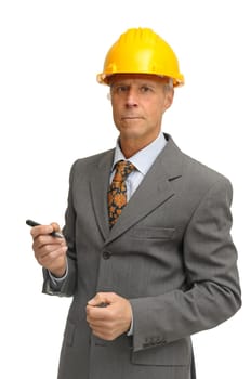 Engineer isolated against a white background