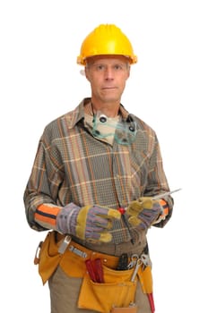 Worker isolated in white